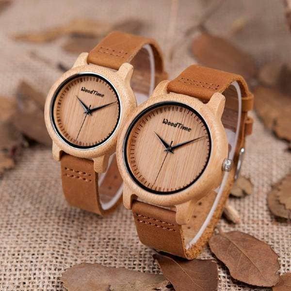 Montres en bambou et cuir homme et femme WoodTime® WT09A