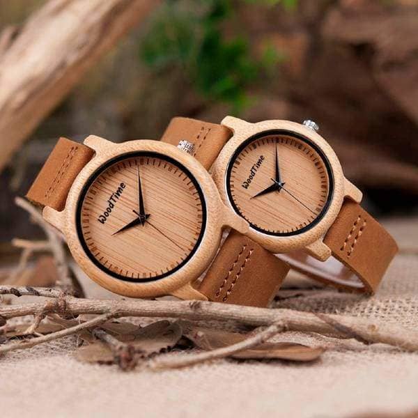 Montres en bambou et cuir homme et femme WoodTime® WT09A
