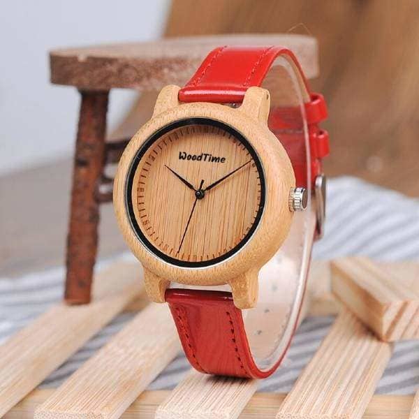 Bambou Montre Bois Pas Cher Montre Bambou Femme Bracelet Cuir